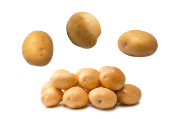 A group of fresh tasty potato isolated on white background.