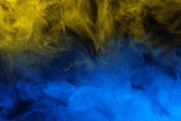 Yellow steam on a black background.