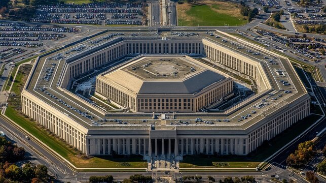 Aerial View of the Pentagon, US Department of Defense Headquarters, Arlington, Virginia