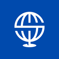 The logo is an illustration of the image of the letter S globe.