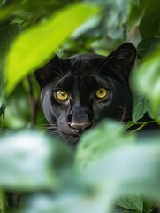 Black cat with yellow eyes