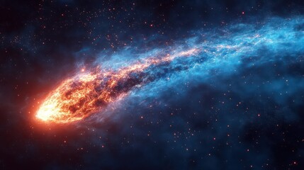 Fototapeta premium Fiery Comet Blazing Across the Cosmos: A Celestial Spectacle