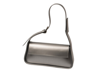 Silver women leather bag isolated on a white background.