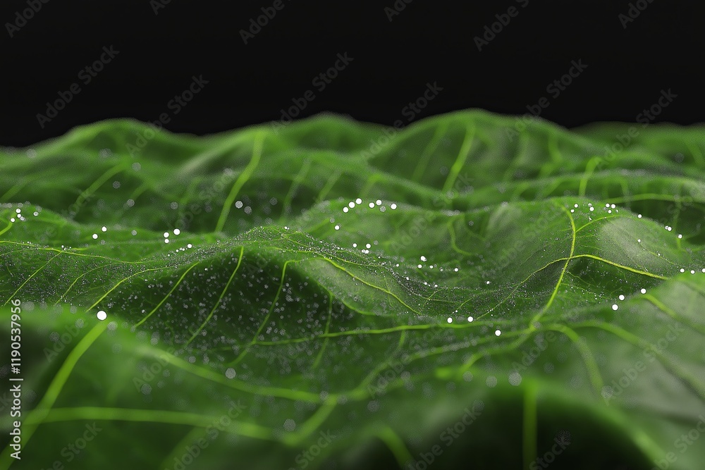 Poster A hyper-realistic 3D close-up of a dew-covered leaf. --ar 3:2 --style raw --profile du61nug --v 6.1 Job ID: 84d3ebec-5697-47b2-941c-fcbadb6817ad
