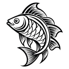 Cute Cartoon Fish Illustration for Coloring Books or Designs