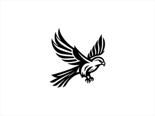 Fototapeta premium Black and White line art falcon design vector,,,,