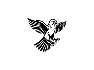 Obraz premium Black and White line art falcon design vector,,,,