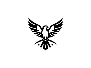 Obraz premium Black and White line art falcon design vector,,,,