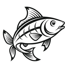 Cute Cartoon Fish Illustration for Coloring Books or Designs