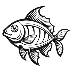 Cute Cartoon Fish Illustration for Coloring Books or Designs