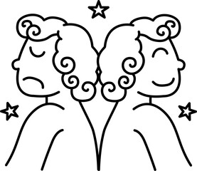 Gemini zodiac doodle icon