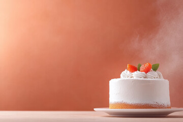 Birthday Cake with Strawberries, Copy Space