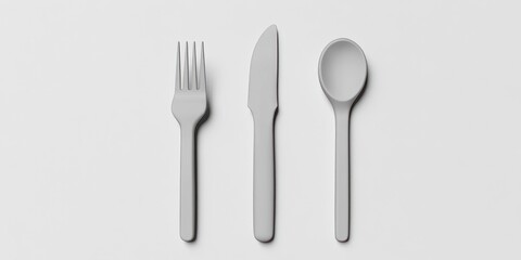 Stylish Minimalist Cutlery Set on Crisp White Background for Modern Kitchen Design