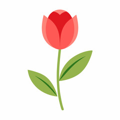 Tulip Flower Vector Art Illustration - Flat Minimalist Flower Design
