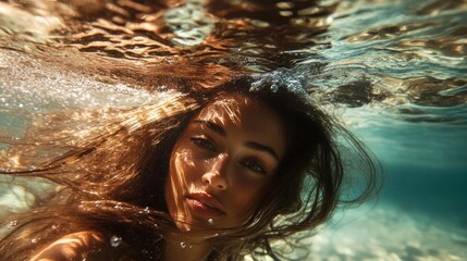 Submerged Serenity: A Woman's Underwater Portrait