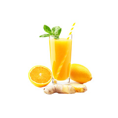 Fototapeta premium Refreshing Orange Ginger Lemon Detox Drink transparent on istocoated background