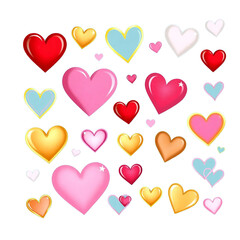 Valentine's Day Colorful cartoon-style  heart shape Bundle PNG