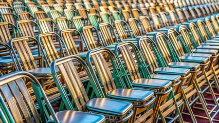 Fototapeta premium Bangkok Event Setup: Rows of Folded Chairs, Long Exposure Photography