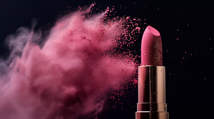 Lipstick cosmetics makeup beauty pink powder aesthetic fashion elegance photo style
