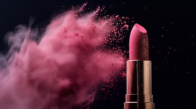 Lipstick cosmetics makeup beauty pink powder aesthetic fashion elegance photo style