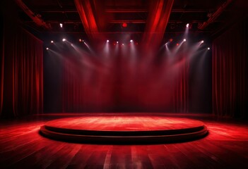 Illuminated stage with red lights