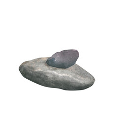 Stack of sea stones watercolor illustration. Hand drawn isolated on transparent background