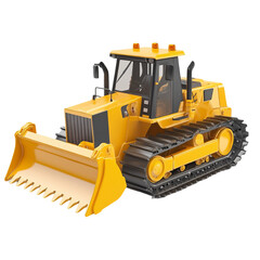 Obraz premium Powerful Yellow Bulldozer: A 3D Render of Construction Machinery