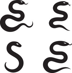 Obraz premium set of black silhouettes of snakes