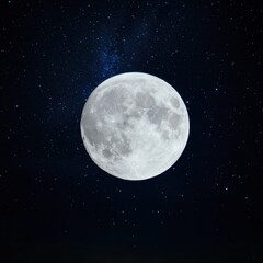 Obraz premium A luminous full moon casting radiant beams across a galaxy of shimmering stars, creating a cosmic spectacle