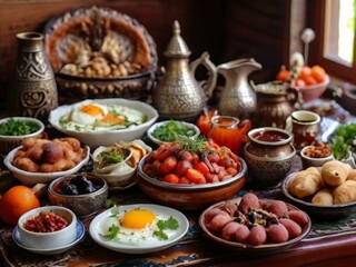 still life with vegetables and fruits