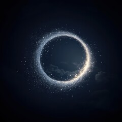 Obraz premium Stars forming radiant clusters around a luminous moon, supernatural light spirals creating a hypnotic cosmic scene