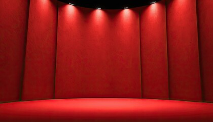 Red Room Interior with Rough Textured Wall and Glowing Light Empty Space Product Display Mockup 7