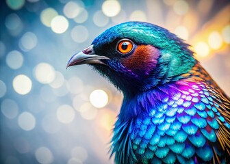 Bird Silhouette Macro Photography: White Background, Detailed Feather Texture