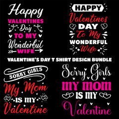 Valentine's Day t shirt design bundle typography vector romantic romance colors silhouette kiss  word t shirt design
