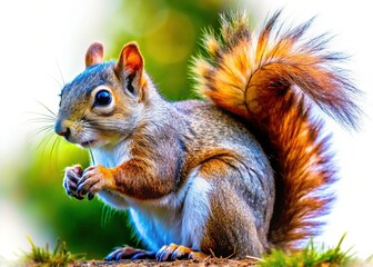 Fototapeta premium Macro Photography: Adorable Squirrel Isolated on Transparent Background - Perfect for Design Projects