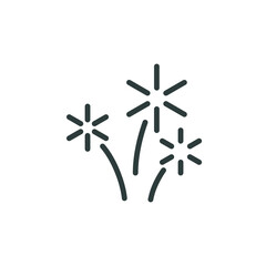 Festive fireworks outline icon. Line sign celebration firecracker. Vector isolated pictogram for web and app on white background editable stroke.