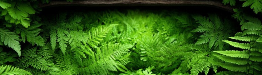 Lush Fern Grotto:  A vibrant tapestry of lush green ferns fills the frame, creating a sense of mystery and tranquility within a hidden grotto.