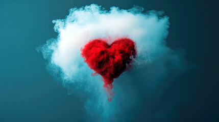 Artistic representation of a heart formed by colorful smoke