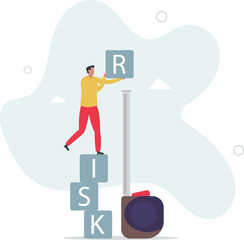 Risk assessment, analyze potential danger level, measure money loss acceptable for investing, control or limit loss concept.flat characters.