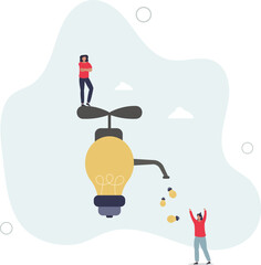 Inspiration ideas, mentorship or coaching to motivate or guidance business solution, creativity and innovation to help grow business concept.flat characters.