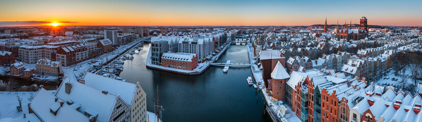 Panorama of the Main Town of Gdansk at snowy morning. Poland © Patryk Kosmider