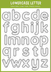 Lowercase letter Tracing Line for preschool. Educational Printables worksheet for kids. handwriting practice.
