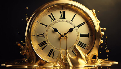 Schmelzende goldene Uhr - Symbol für Zeitknappheit und Stress