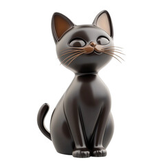 Obraz premium Adorable 3D Render of a Sitting Black Kitten