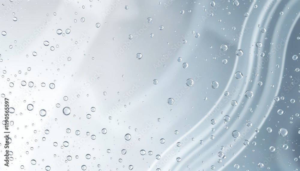 Poster water droplets on smooth curved surface abstract background with cool tone