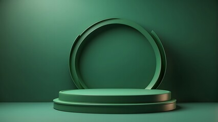 round podium banner with empty space, green luxury valentine day theme background