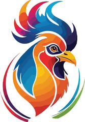 Colorful Cock vector design, Cock logo and icon design, Cock illustration vector design