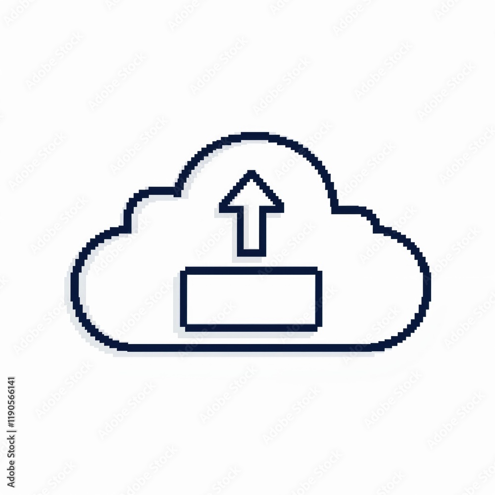 Aufkleber Cloud data upload simple icon depicting file transfer to cloud pixel style