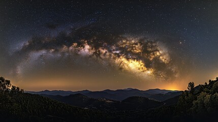 Fototapeta premium Starry Milky Way Over Mountains