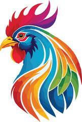 Cock illustration vector design, Cock logo and icon design, Colorful Cock vector design